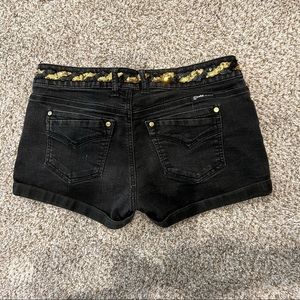 Black denim shorts